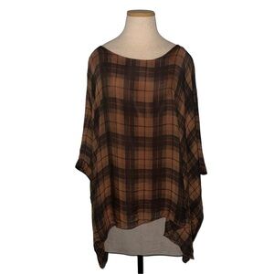 NWT Angela Mara Oversized Batwing Plain 100% Silk Top Size S